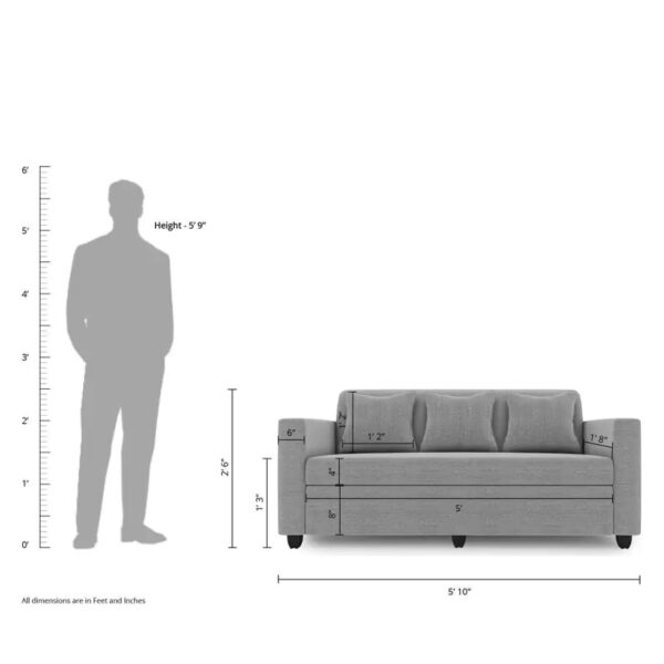 HANDWOOD FURNITURE 3 Seater Fabric Sofa Set for Living Room Furniture - Image 4
