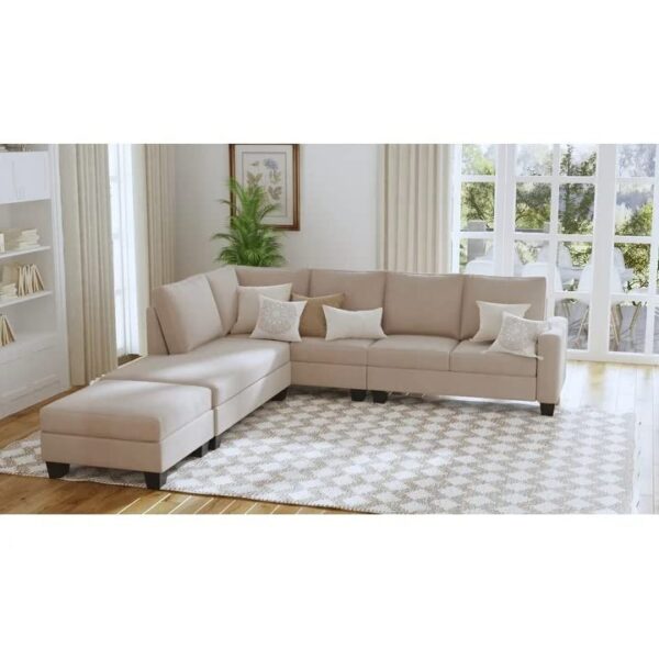 Homeify Atlantic Fabric 5- to 6-Person Sofa L Shape Sofa Set for Living Room - Image 4