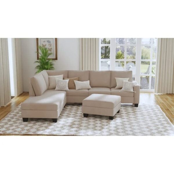 Homeify Atlantic Fabric 5- to 6-Person Sofa L Shape Sofa Set for Living Room - Image 2