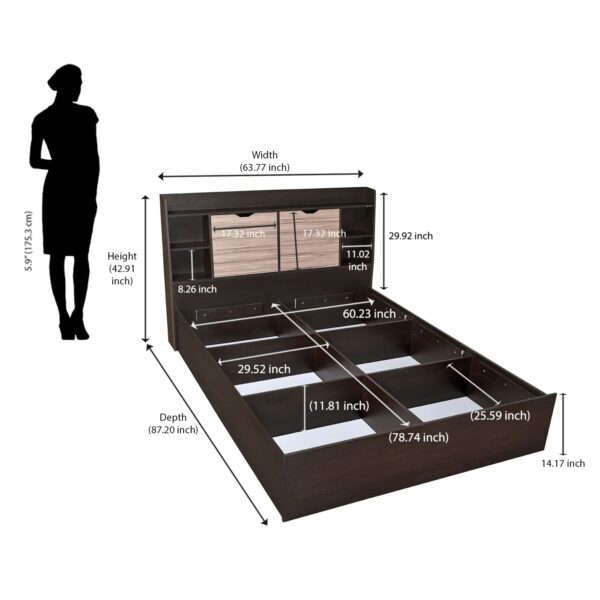 Nilkamal Riva Engineered Wood Bed with Headboard & Box Storage - Image 6