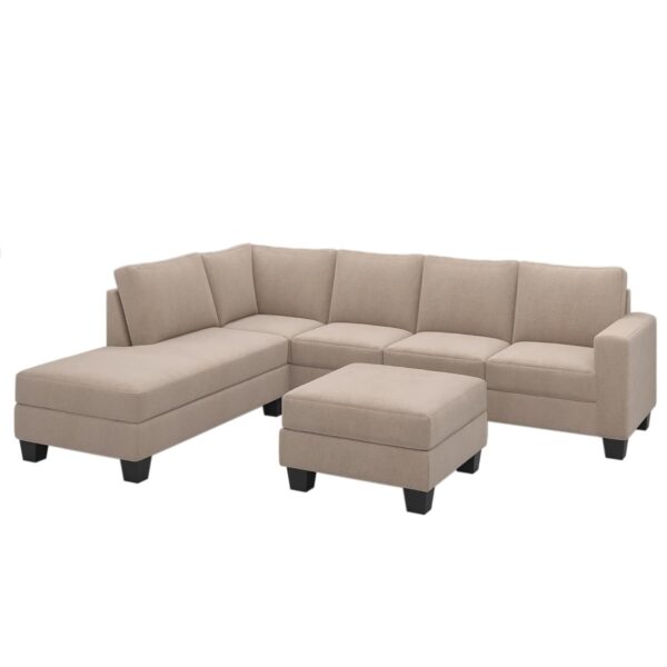 Homeify Atlantic Fabric 5- to 6-Person Sofa L Shape Sofa Set for Living Room - Image 5