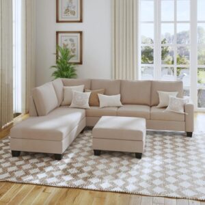 Homeify Atlantic Fabric 5- to 6-Person Sofa L Shape Sofa Set for Living Room