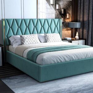 Acacia Modern Upholstered King Size Bed with Box Storage for Bedroom